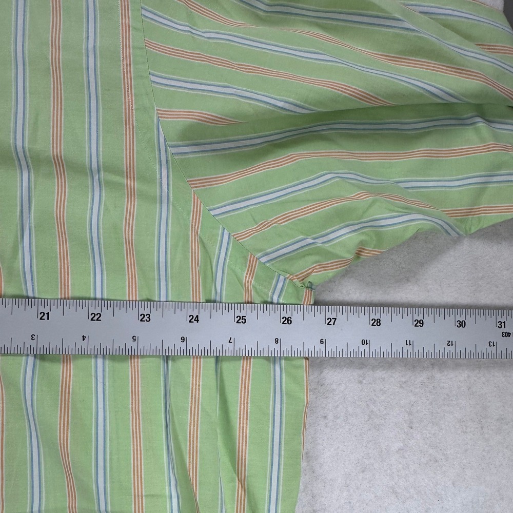 Ralph Lauren Classic Fit Mens 17 34/35 Green Orange Striped Button Down Shirt - Picture 6 of 7